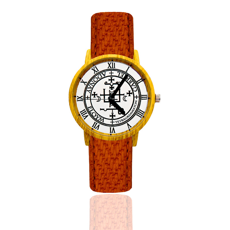 Reloj Siete Arcangeles Estilo Madera Marron Oscuro