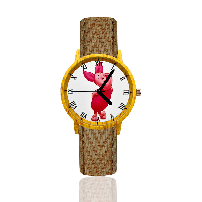 Reloj Winni Pooh Piglet Estilo Madera Marron