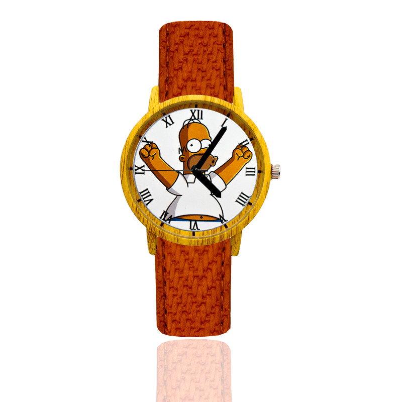 Reloj Homero Simpson Estilo Madera Marron Oscuro