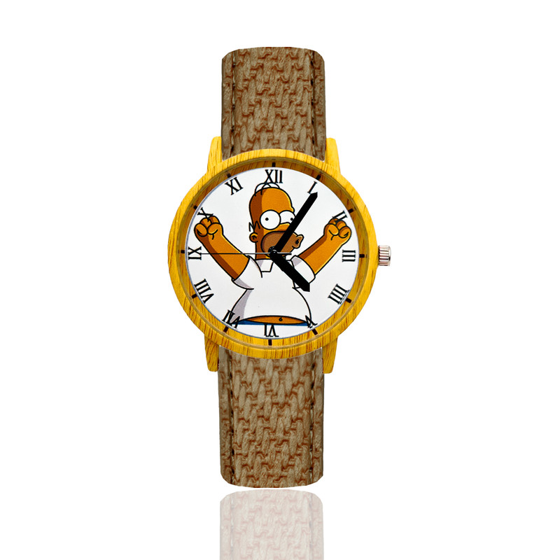 Reloj Homero Simpson Estilo Madera Marron