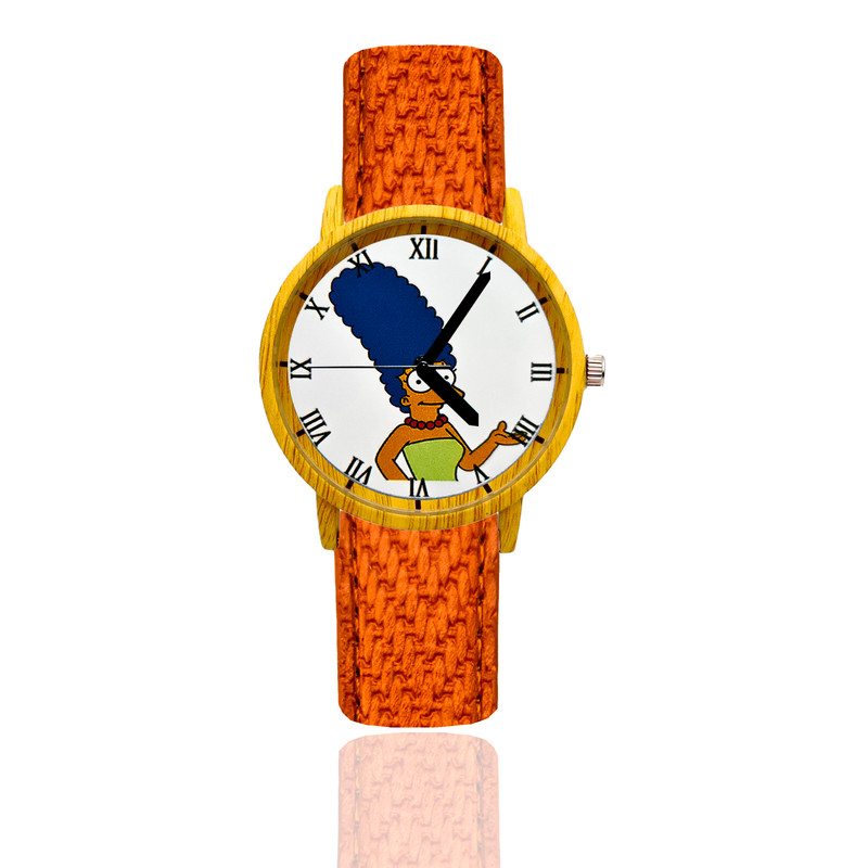 Reloj Marge Simpson Estilo Madera Marron Claro