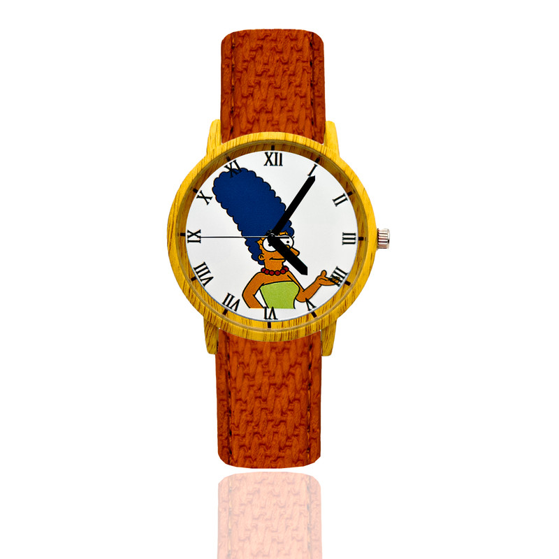 Reloj Marge Simpson Estilo Madera Marron Oscuro