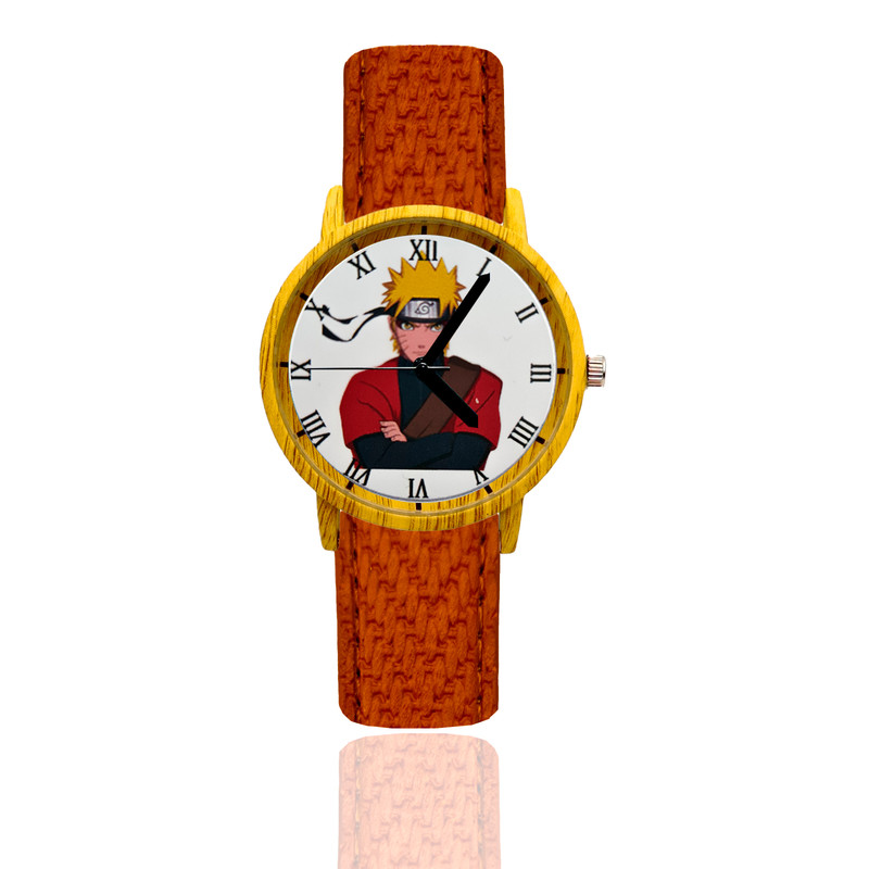 Reloj Naruto Modo Sabio Estilo Madera Marron Oscuro