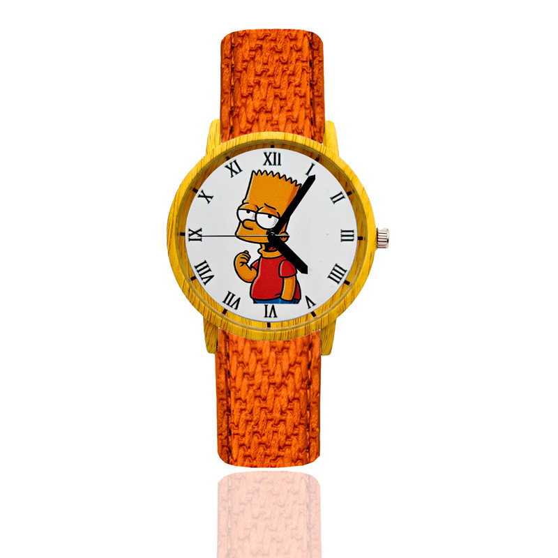 Reloj Bart Simpson Estilo Madera Marron Claro