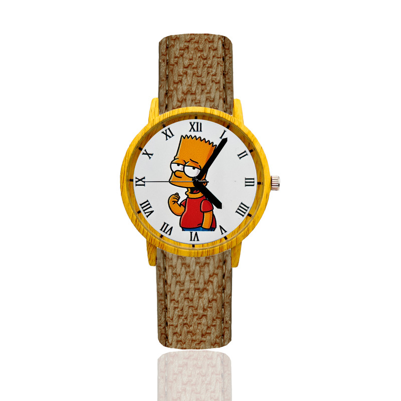 Reloj Bart Simpson Estilo Madera Marron