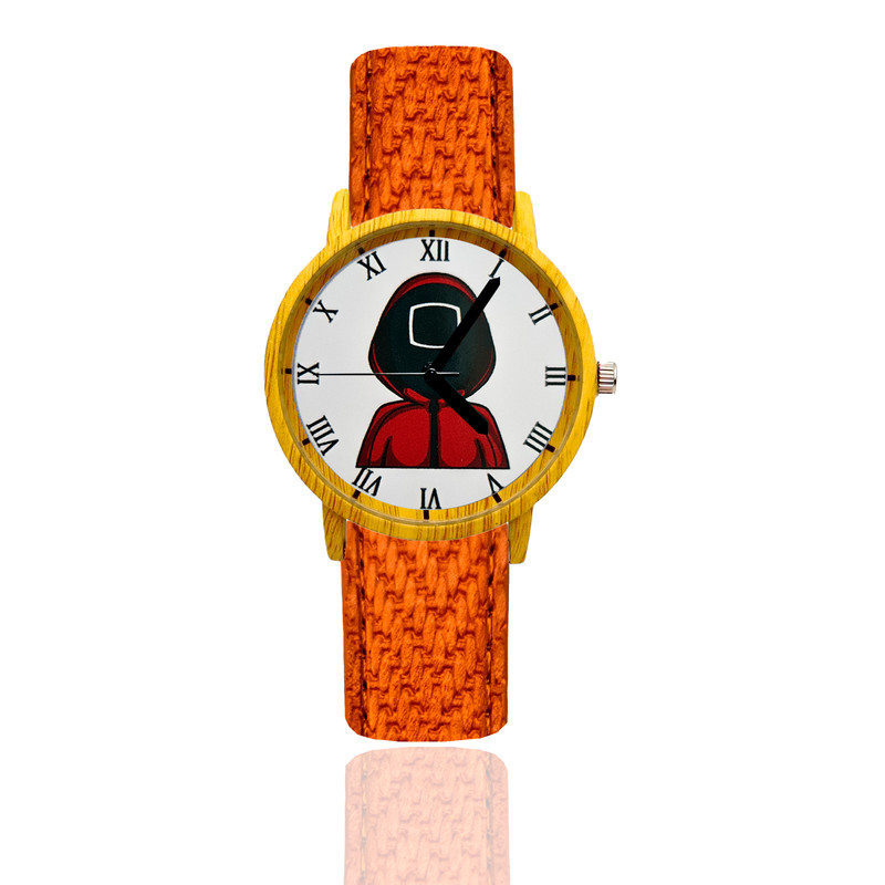 Reloj El Juego Del Calamar Estilo Madera Marron Claro