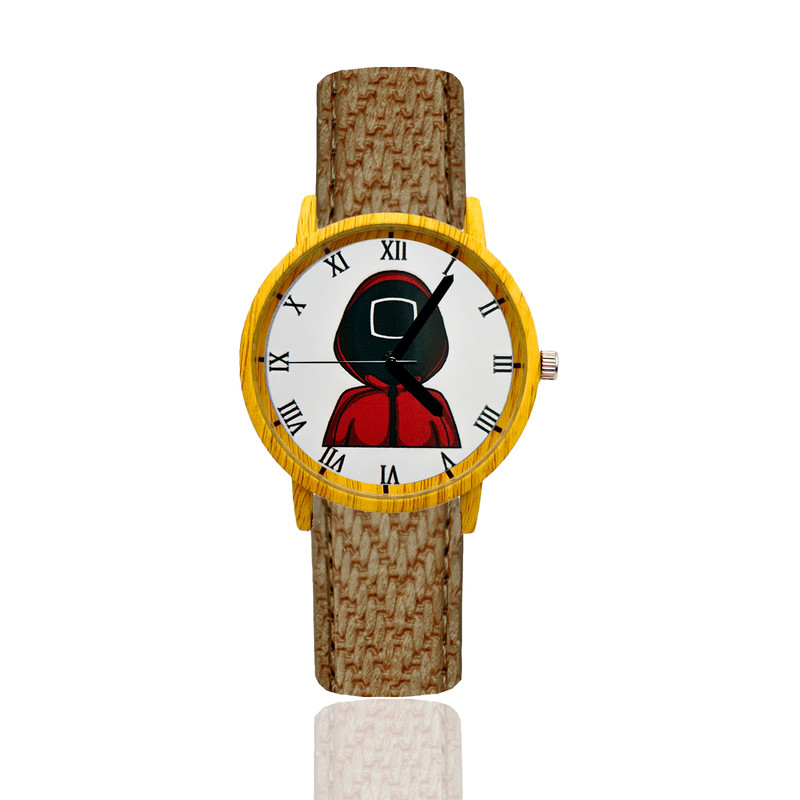 Reloj El Juego Del Calamar Estilo Madera Marron