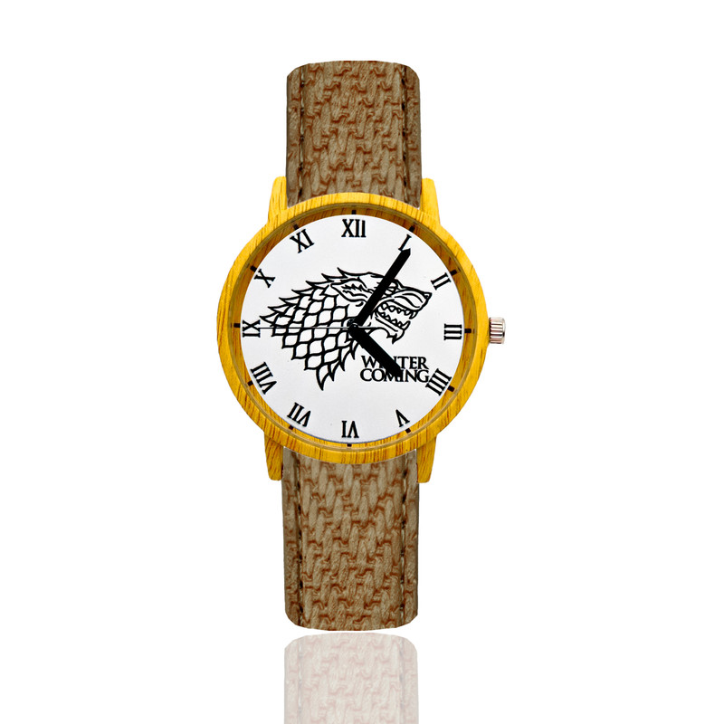 Reloj Juego De Tronos Lobo Estilo Madera Marron