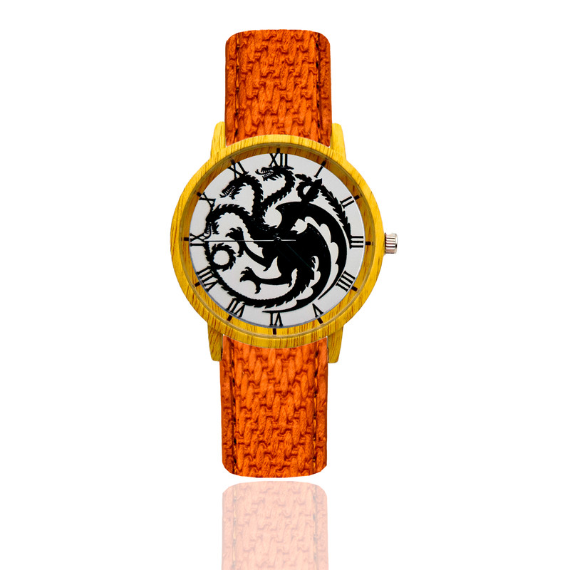 Reloj Juego De Tronos Dragon Estilo Madera Marron Claro