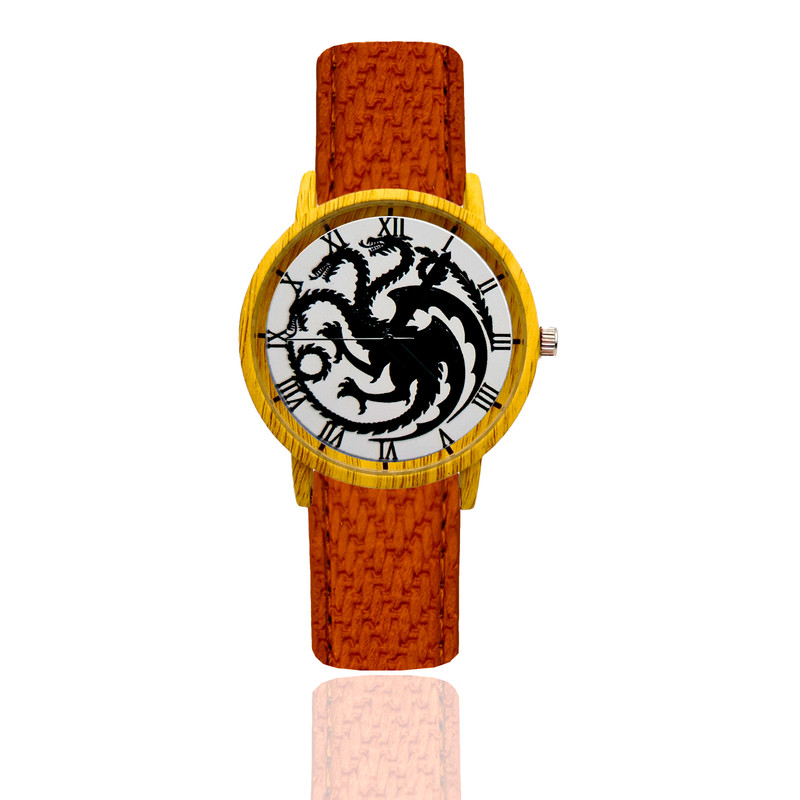 Reloj Juego De Tronos Dragon Estilo Madera Marron Oscuro