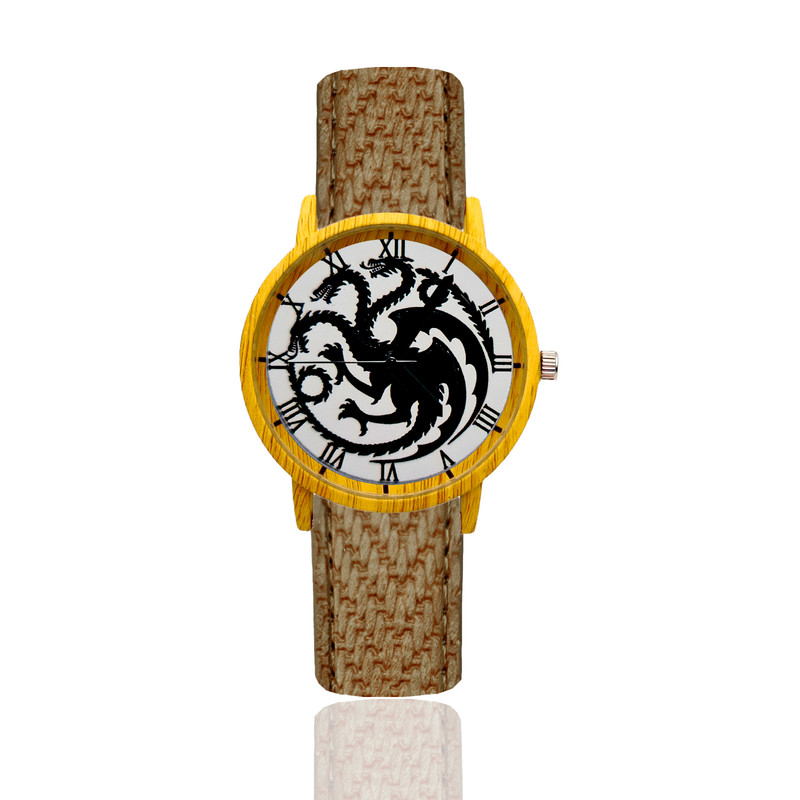 Reloj Juego De Tronos Dragon Estilo Madera Marron