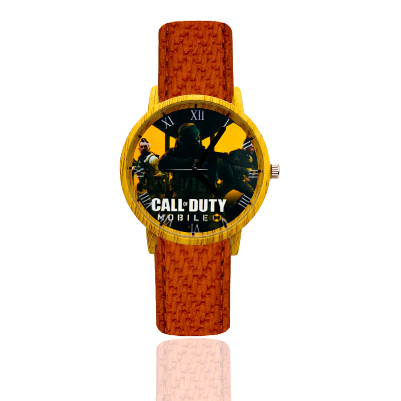 Reloj Call Of Duty Estilo Madera Marron Oscuro