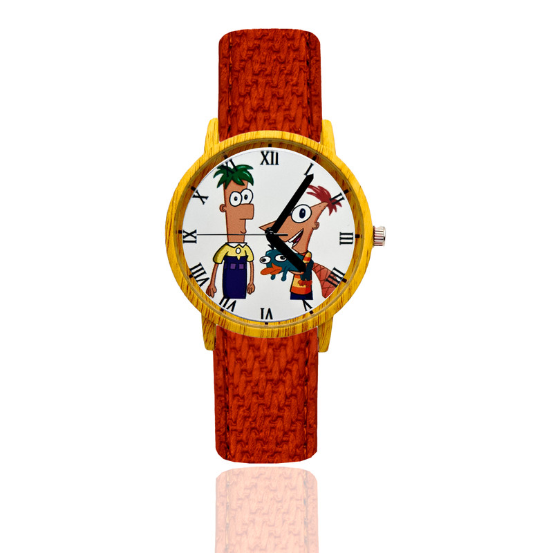 Reloj Phineas Y Ferb Estilo Madera 