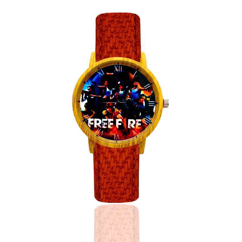 Reloj Free Fire Estilo Madera 