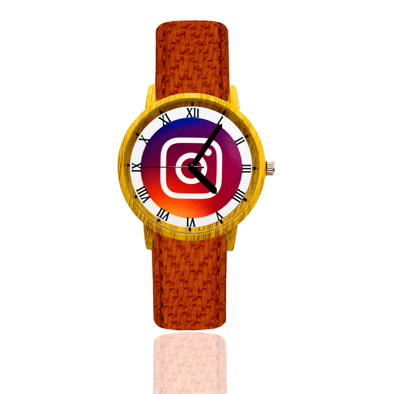 Reloj Instagram Estilo Madera Marron Oscuro