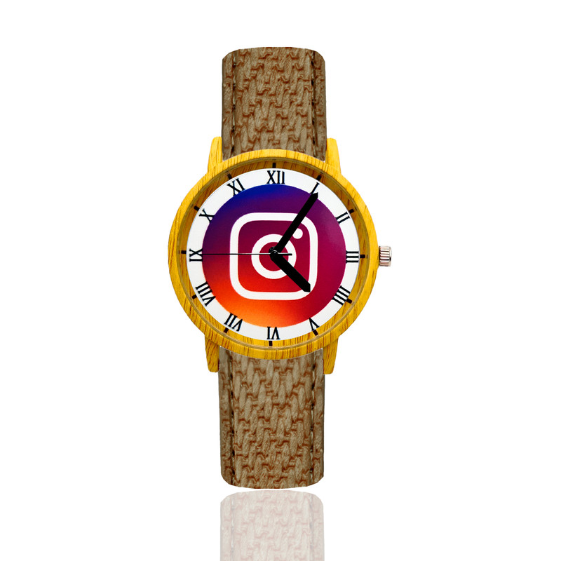 Reloj Instagram Estilo Madera Marron