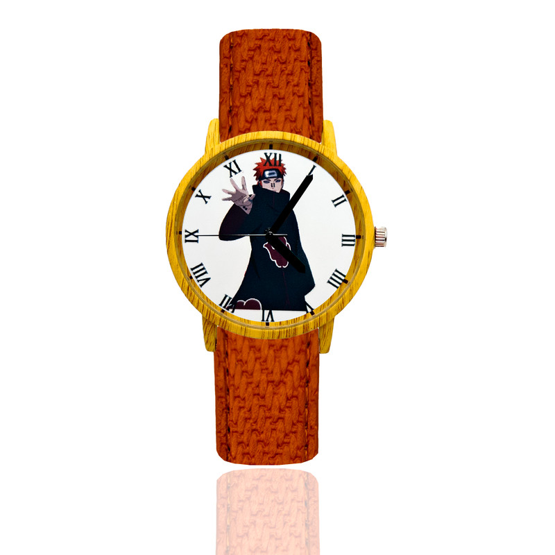 Reloj Naruto Pain Estilo Madera Marron Oscuro