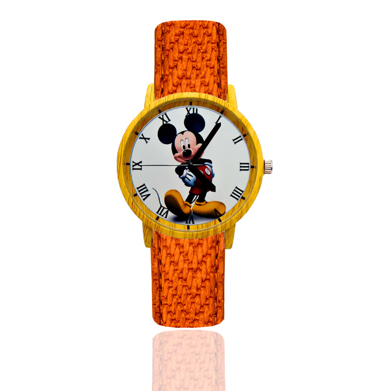 Reloj Mickey Mouse Estilo Madera Marron Claro