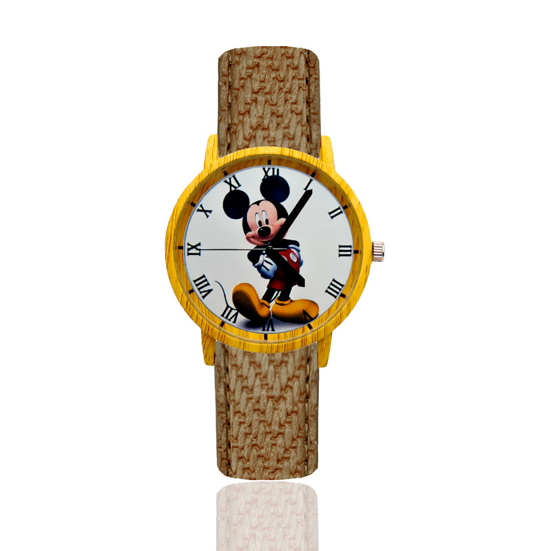 Reloj Mickey Mouse Estilo Madera Marron