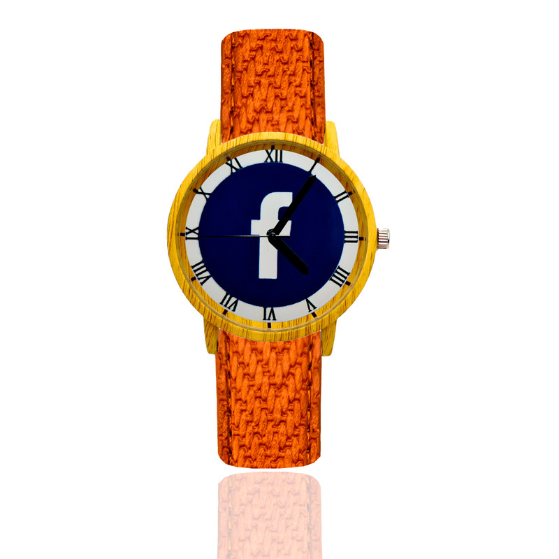 Reloj Facebook Estilo Madera Marron Claro