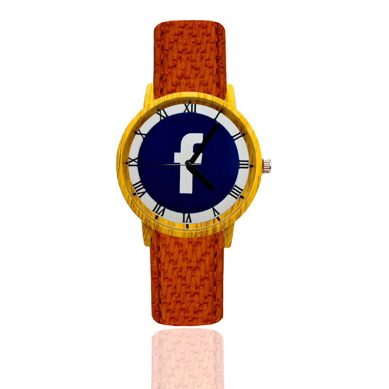 Reloj Facebook Estilo Madera Marron Oscuro