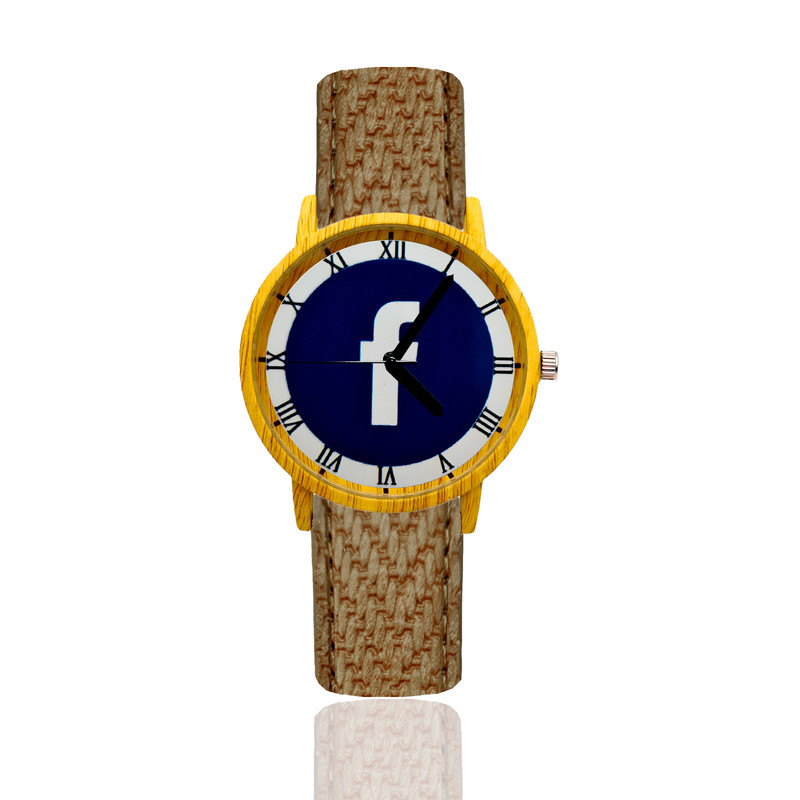 Reloj Facebook Estilo Madera Marron