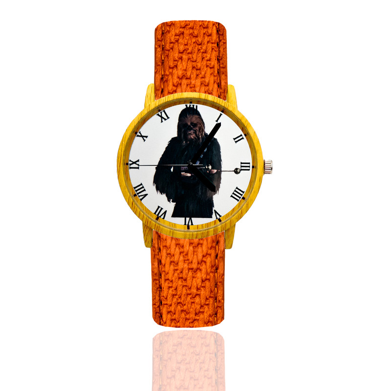 Reloj Star Wars Chewbacca Estilo Madera Marron Claro