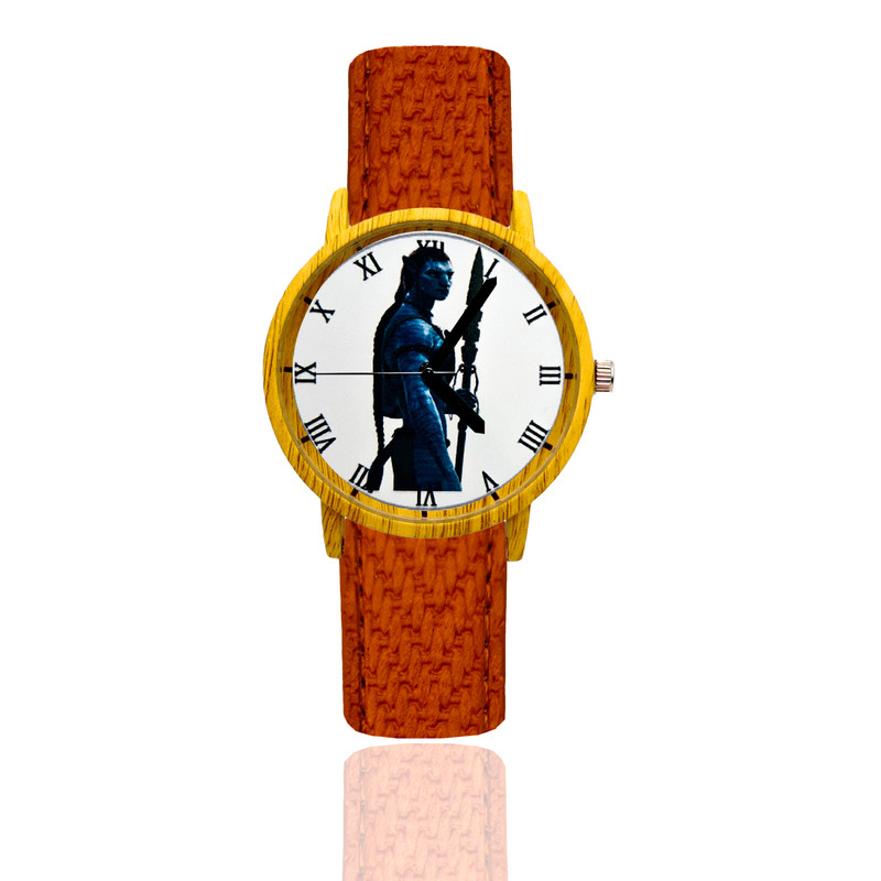 Reloj Avatar Azul Estilo Madera Marron Oscuro