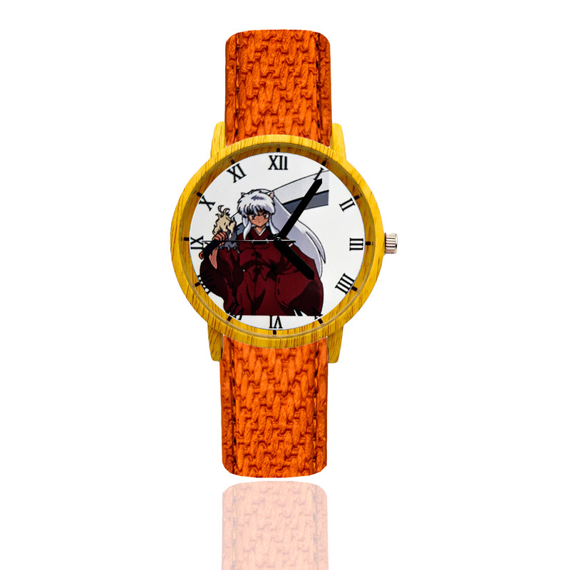 Reloj Inuyasha Estilo Madera Marron Claro