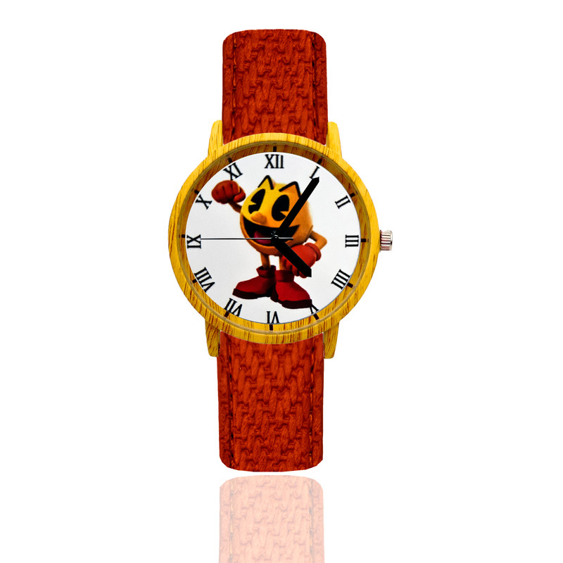 Reloj Pac Man Estilo Madera 