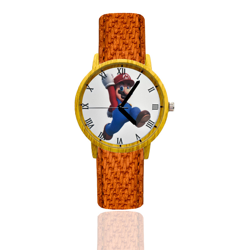 Reloj Super Mario Estilo Madera Marron Claro