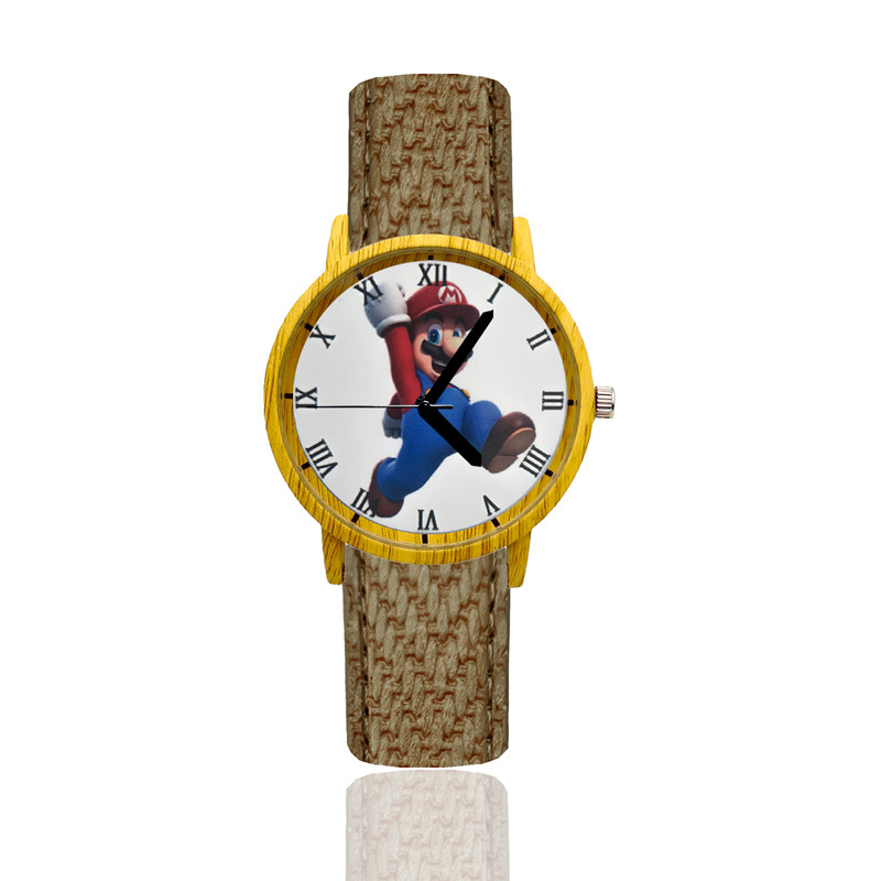 Reloj Super Mario Estilo Madera Marron