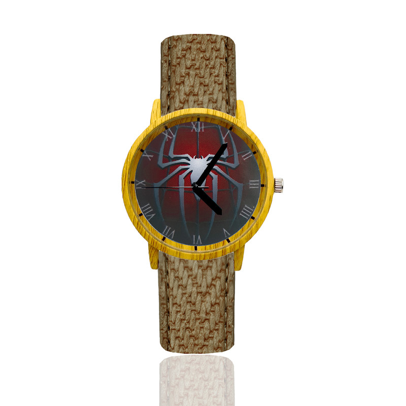 Reloj Spider Man Estilo Madera Marron