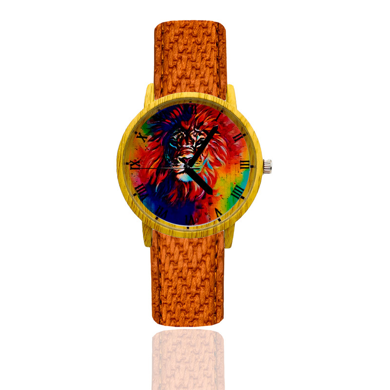 Reloj Leon Estilo Madera Marron Claro