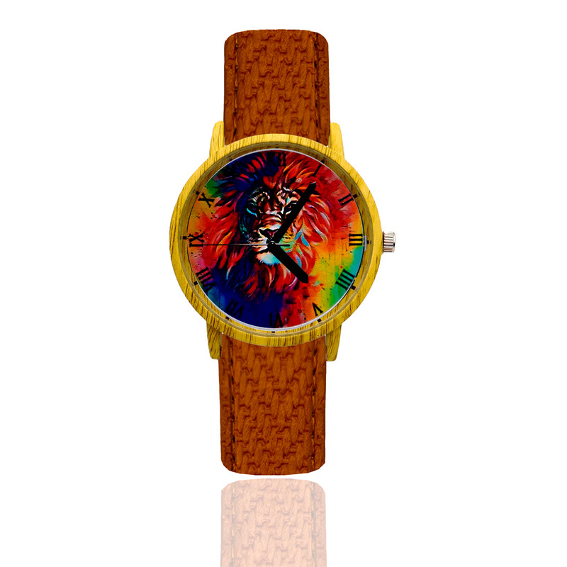 Reloj Leon Estilo Madera Marron Oscuro