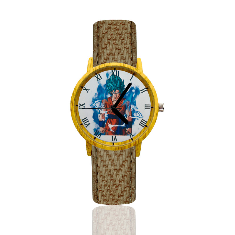 Reloj Goku SSJ Blue Estilo Madera Marron