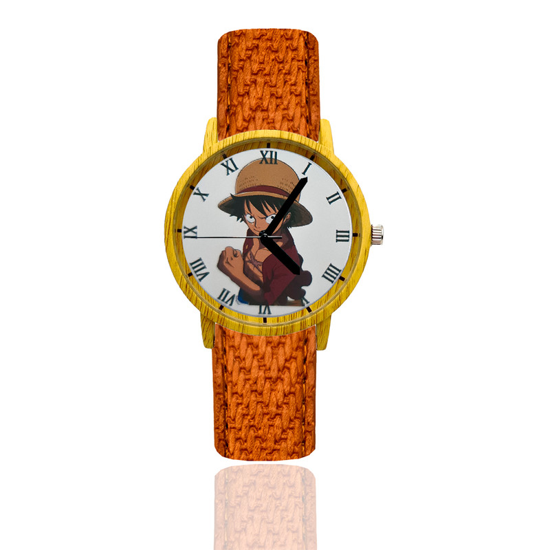 Reloj One Piece Estilo Madera Marron Claro