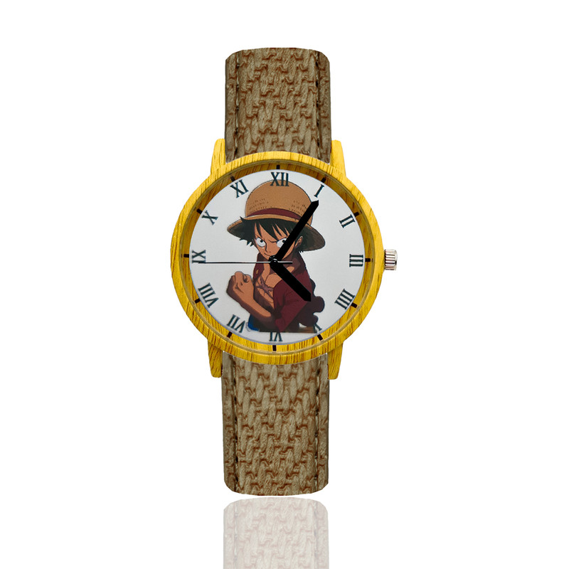 Reloj One Piece Estilo Madera Marron