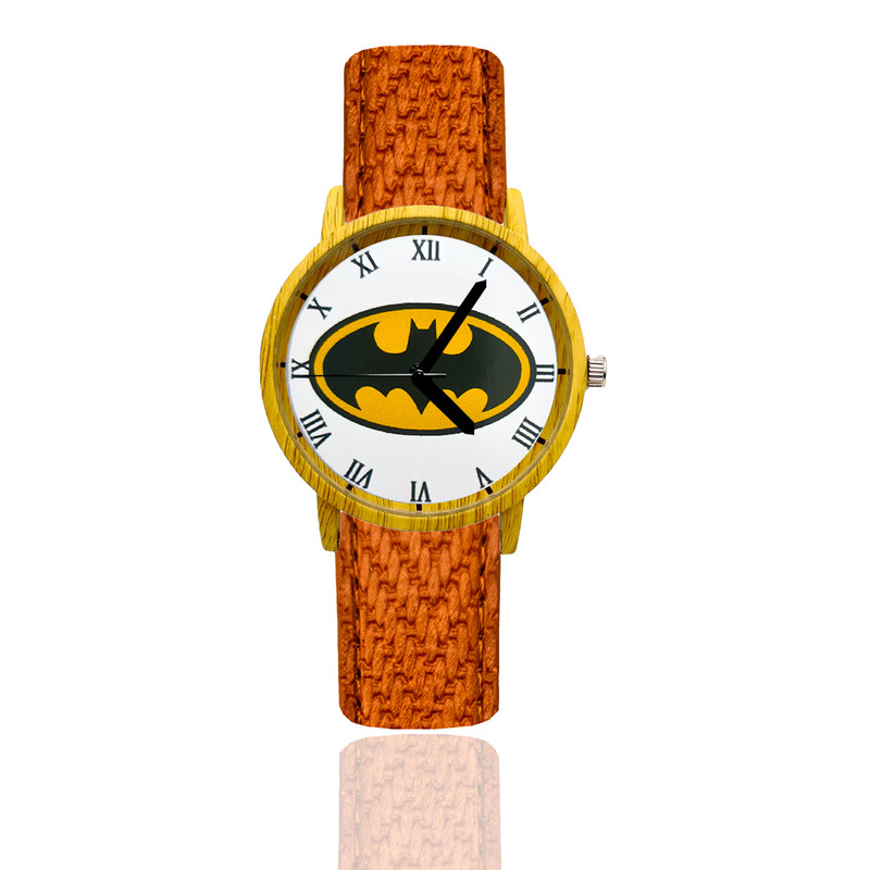 Reloj Bat Man Estilo Madera Marron Claro