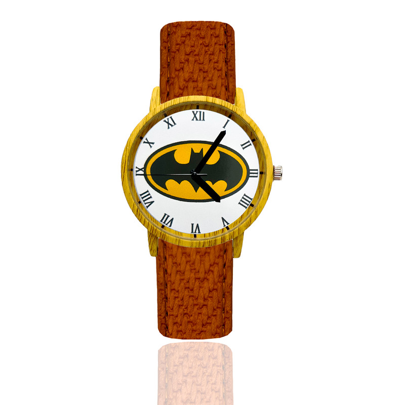 Reloj Bat Man Estilo Madera Marron Oscuro