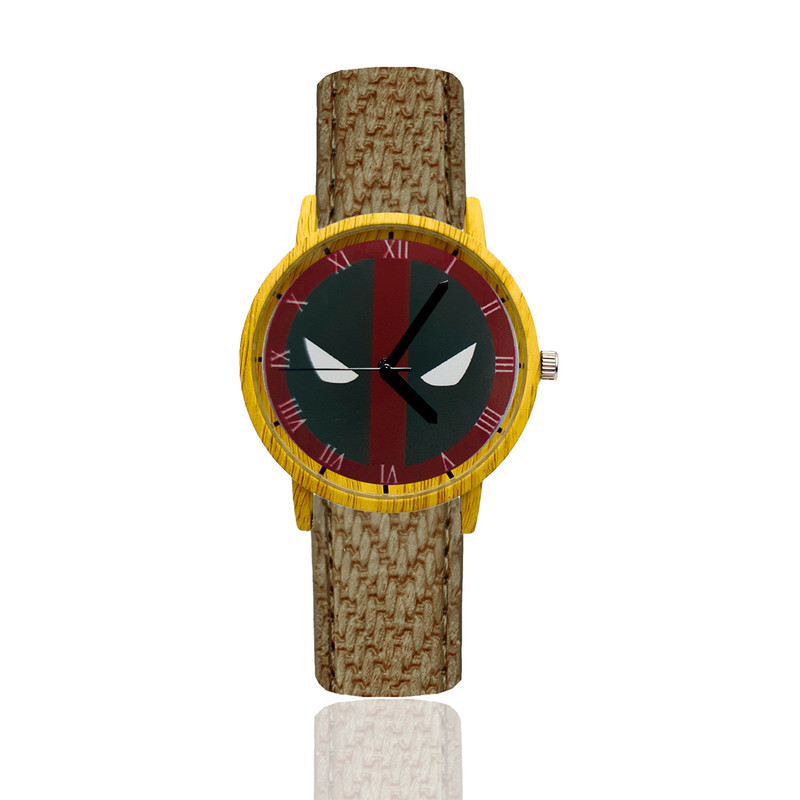 Reloj Deadpool Estilo Madera Marron