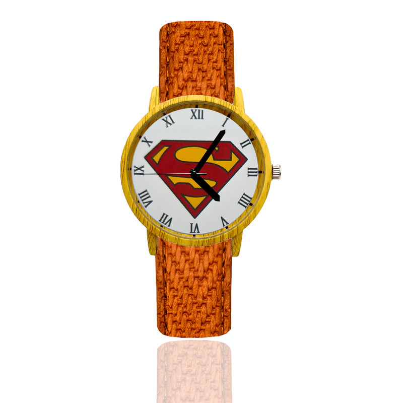 Reloj Super Man Estilo Madera Marron Claro