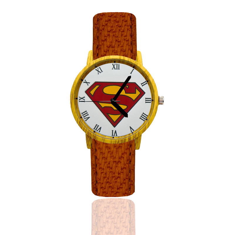 Reloj Super Man Estilo Madera Marron Oscuro