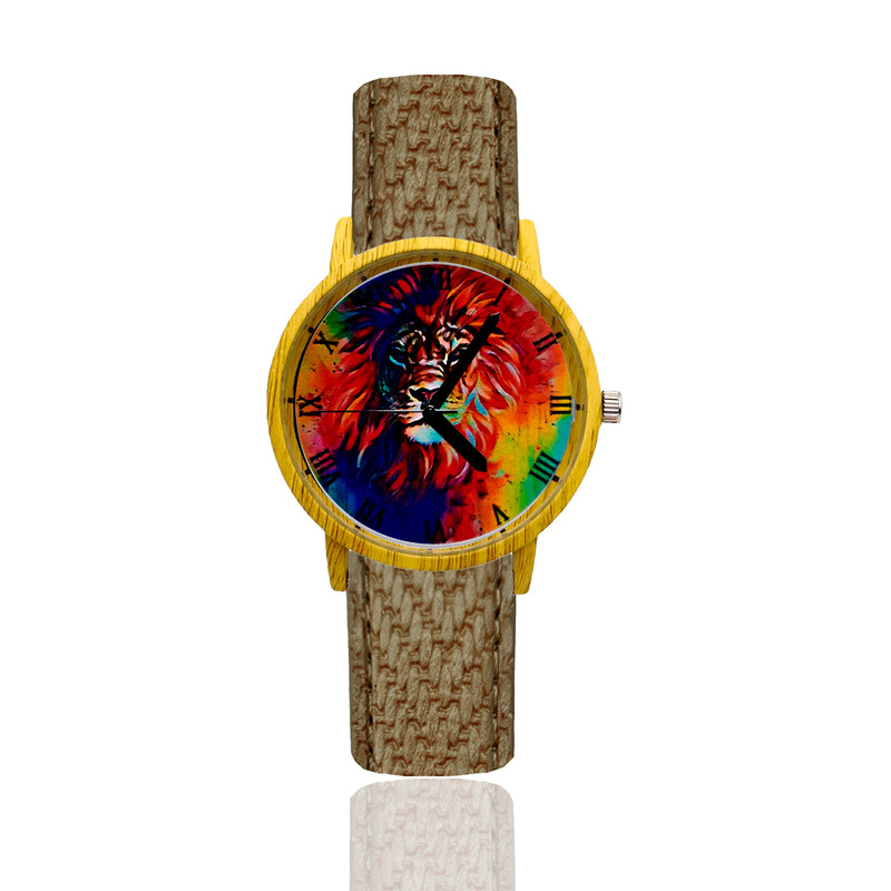 Reloj Leon Estilo Madera Marron