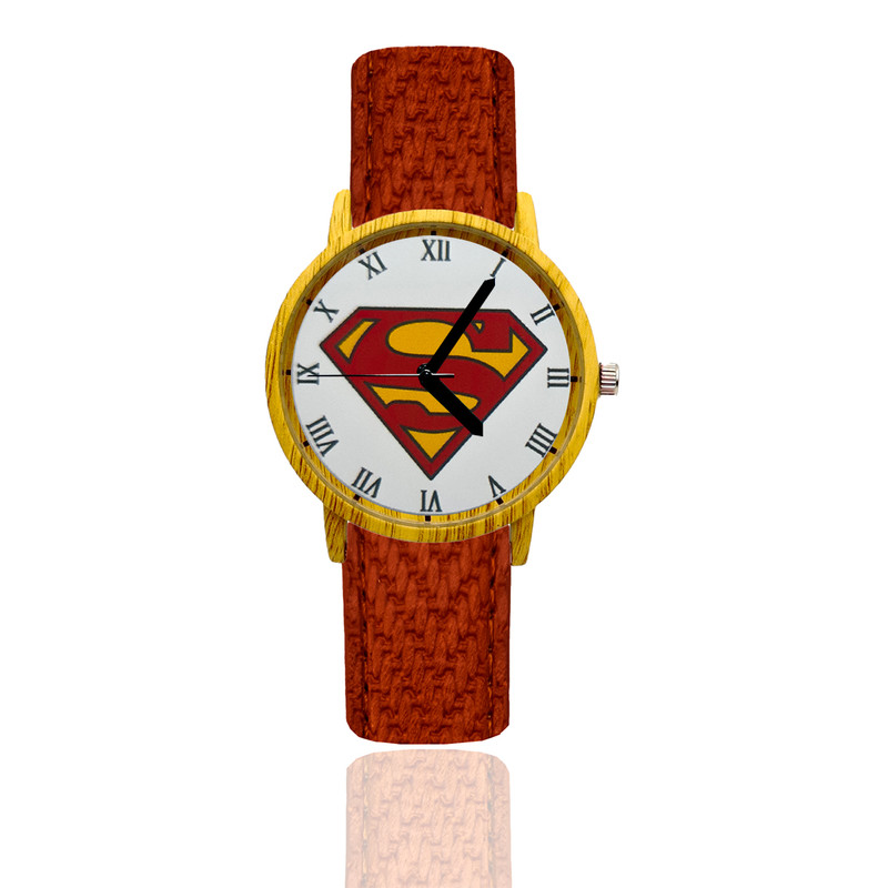 Reloj Super Man Estilo Madera 