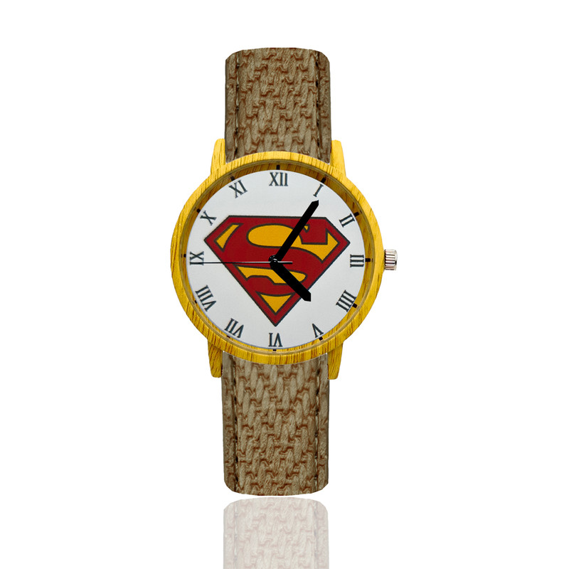 Reloj Super Man Estilo Madera Marron