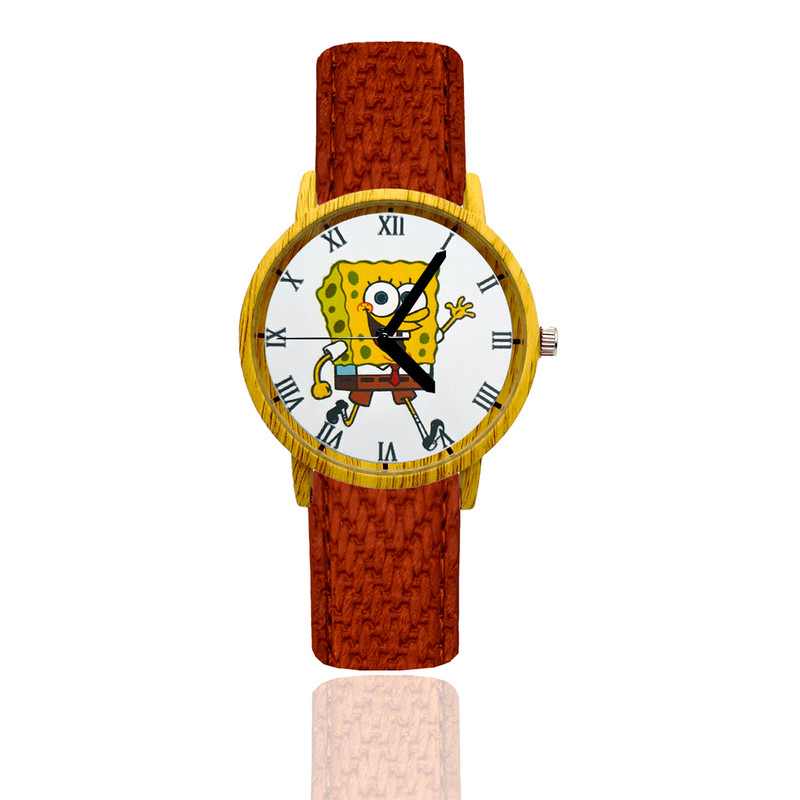 Reloj Bob Esponja Estilo Madera 