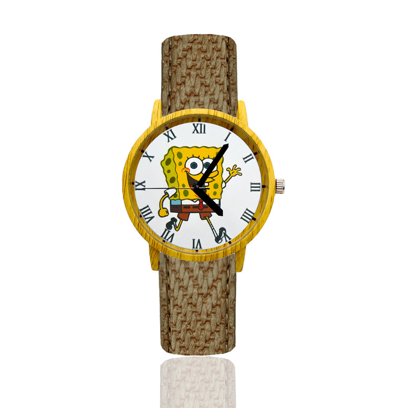 Reloj Bob Esponja Estilo Madera Marron