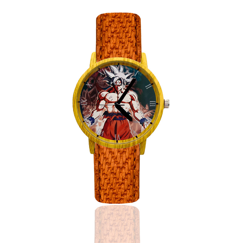 Reloj Goku Ultrainstinto Estilo Madera Marron Claro