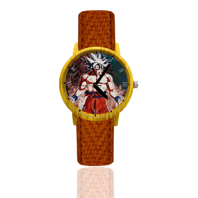 Reloj Goku Ultrainstinto Estilo Madera Marron Oscuro